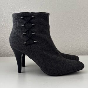 IMPO Gray Fabric Pointed Toe Stilettos Heel Ankle Booties Size 10M